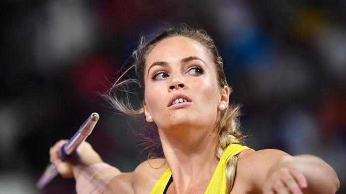 Australia's Kelsey-Lee Barber claimed gold in the women’s javelin final at the World Athletics Championships. Photo thanks to Fox Sports.