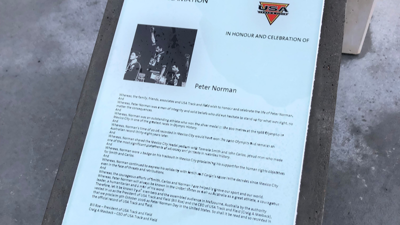 Proclamation of Peter Norman from USA